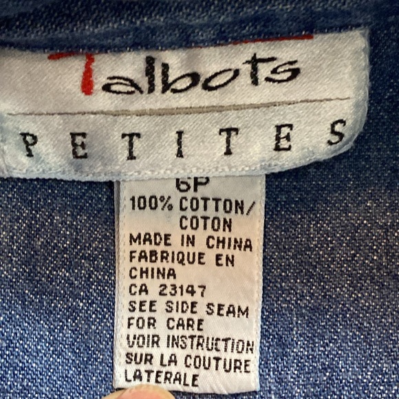 Talbots Long Sleeve Button Front Denim Jean Dress Size 6 Petite - Picture 11 of 15